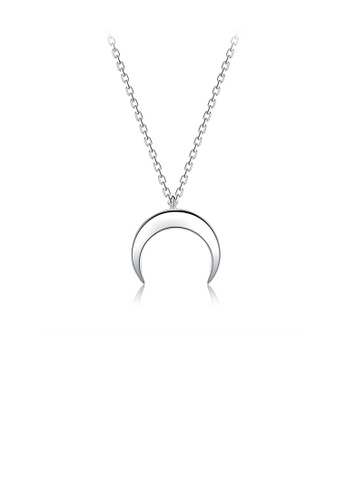 Glamorousky silver 925 Sterling Silver Simple Fashion Moon Pendant with Necklace D6BFCAC468B8C9GS_1