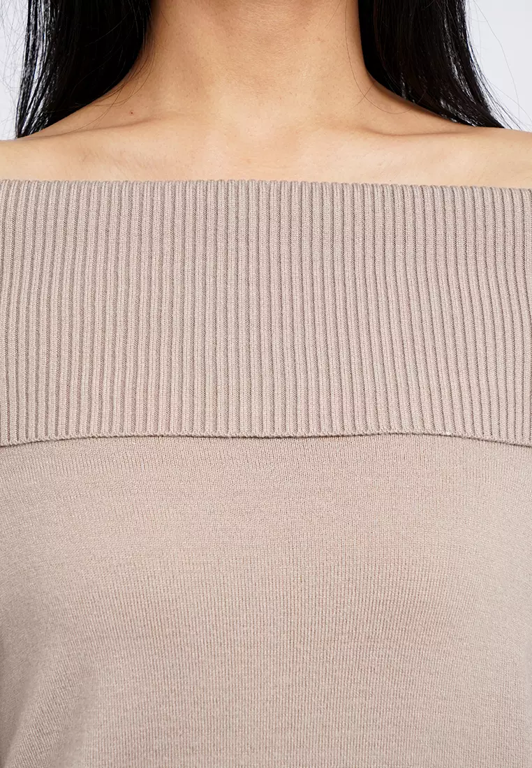 Off Shoulder Long Sleeve Sweater