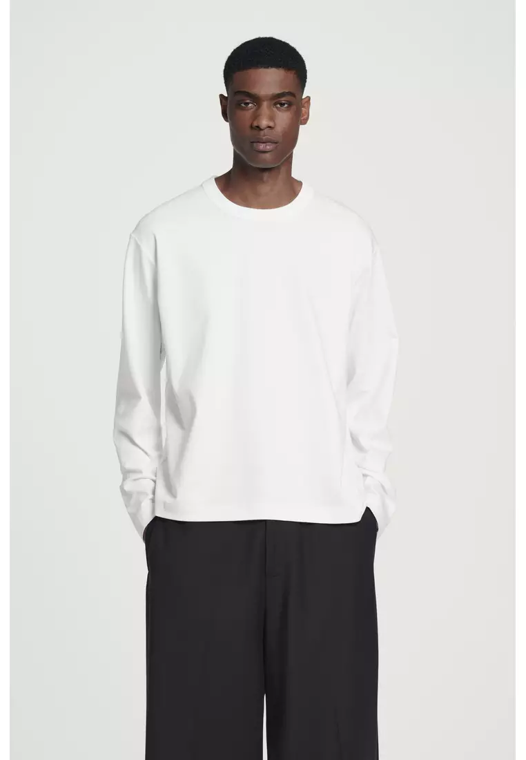 RELAXED JERSEY INTERLOCK LONG-SLEEVED T-SHIRT