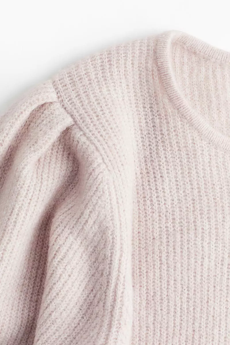 MAMA Balloon-sleeved rib-knit dress