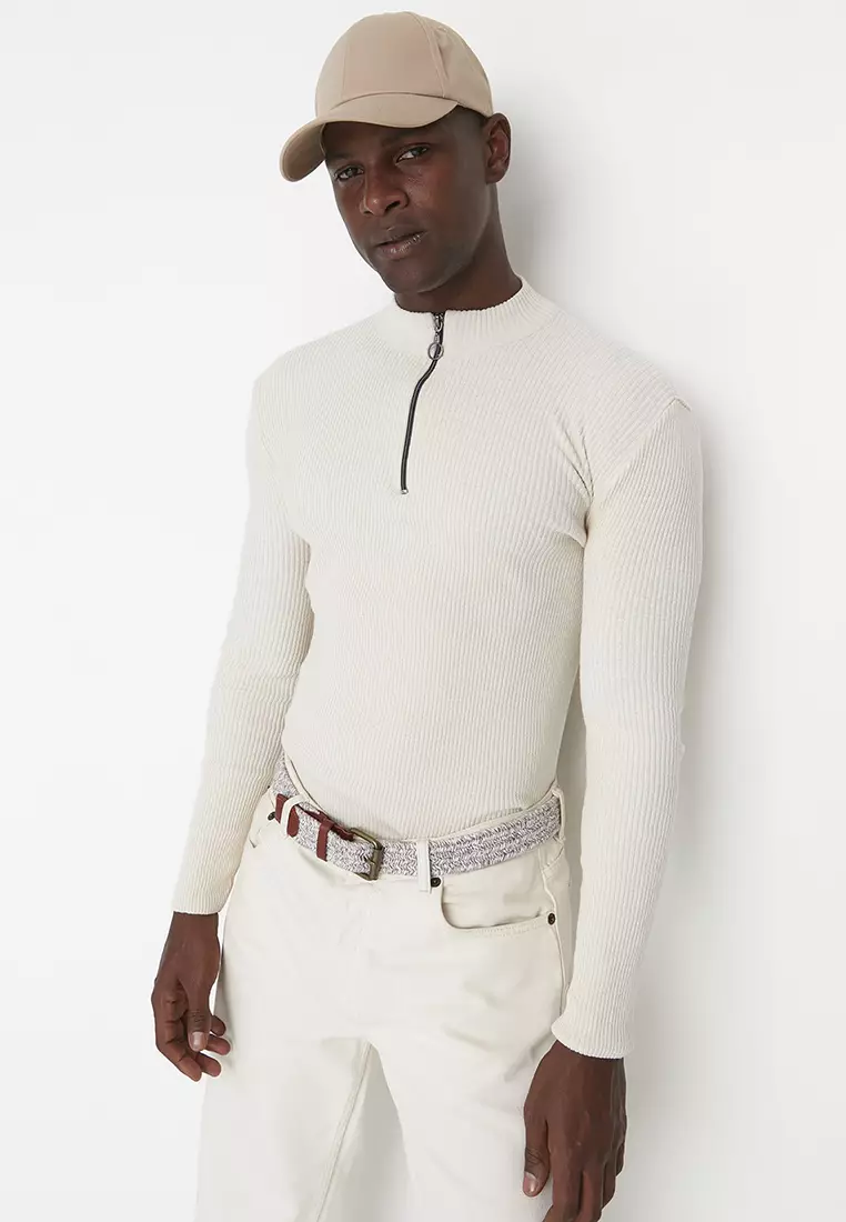 Mens white ribbed turtleneck online