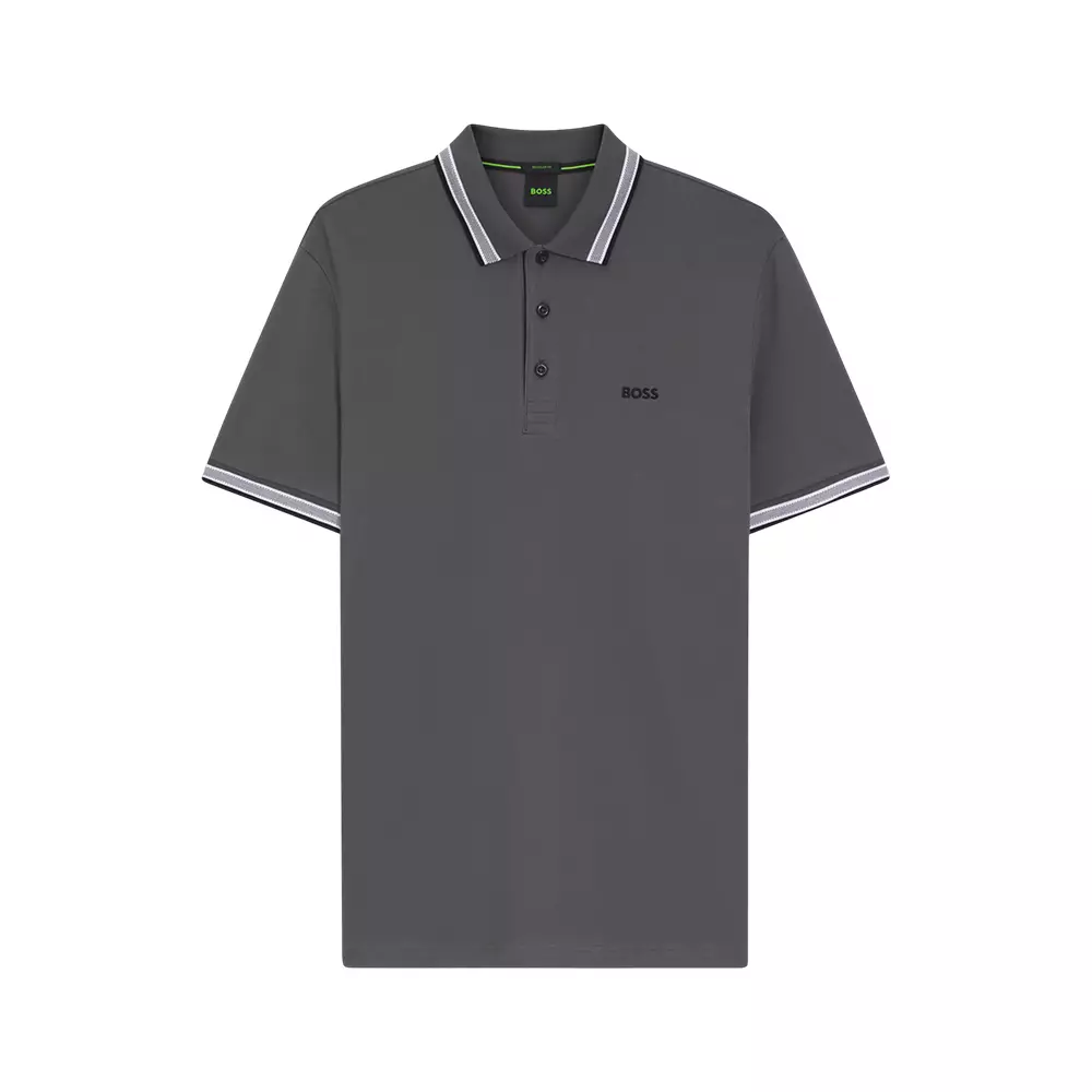 Style Paddy Contrast Logo Polo Shirt Dark Grey/Black