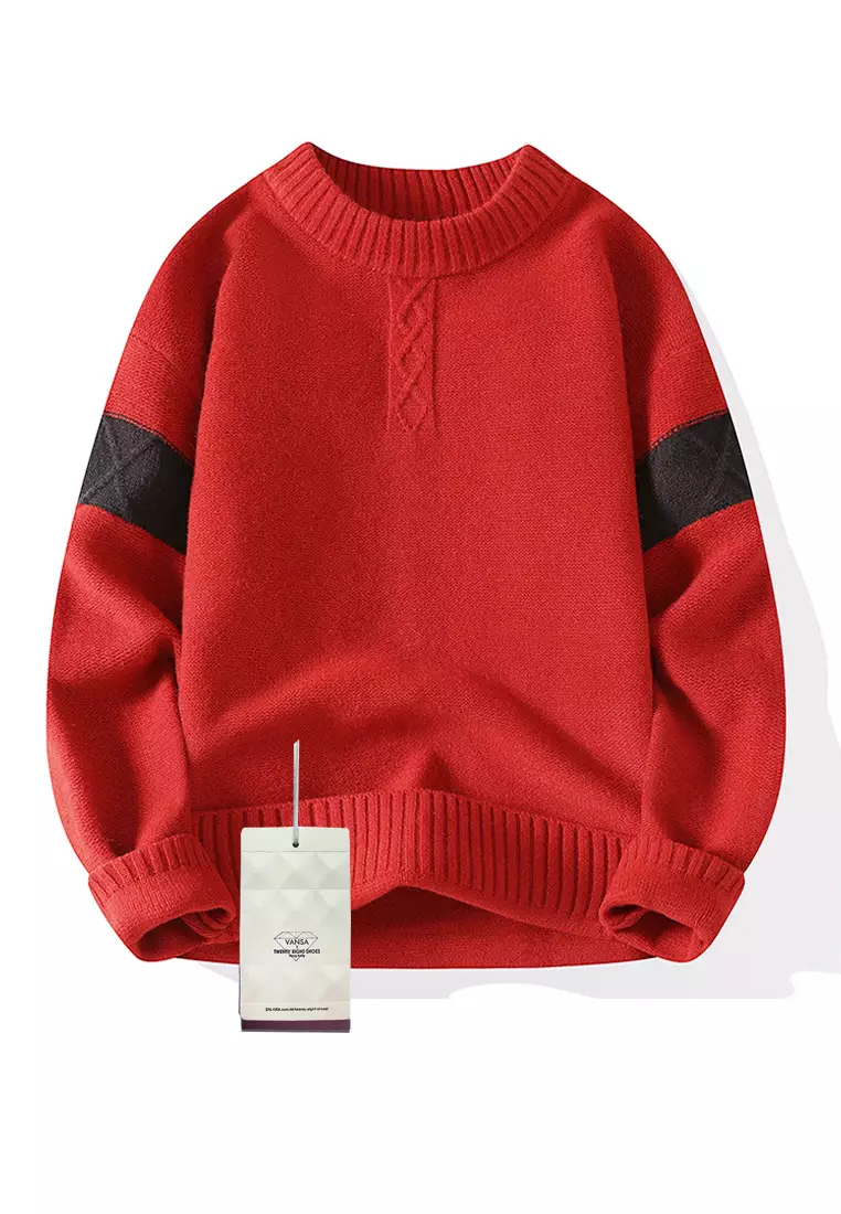 VANSA Color Block Casual Knitted Sweater VCM Kw23790