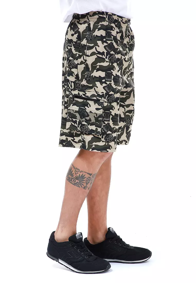 Rissham Celana Pendek Cargo Pria Army Casual Short Pants Material Twill ORIGINAL - Cream