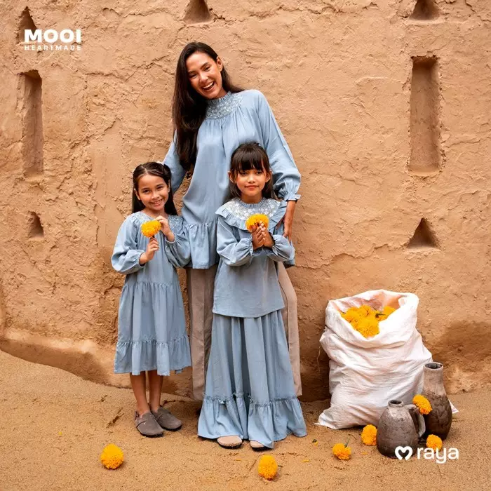 Mooi Setelan Anak Perempuan  Raya Collection Khaira Tunic Set - White