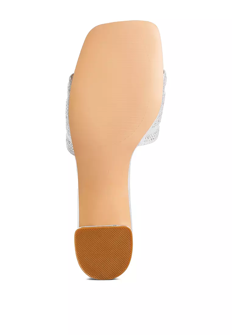 Sandal Milan Berhias Berlian Imitasi Perak