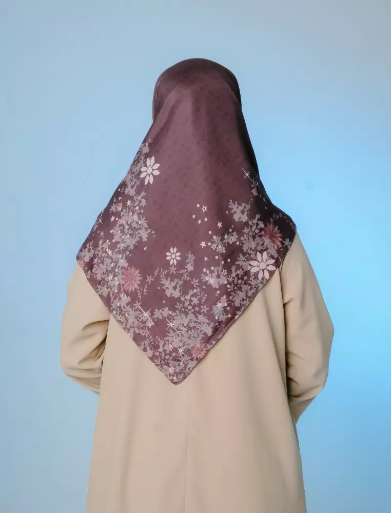 ZANIAH Scarf Coffee Quartz - Kerudung Hijab Segiempat Motif With Pouch Ziplock - Bahan Poly Fine - Ukuran 110x110