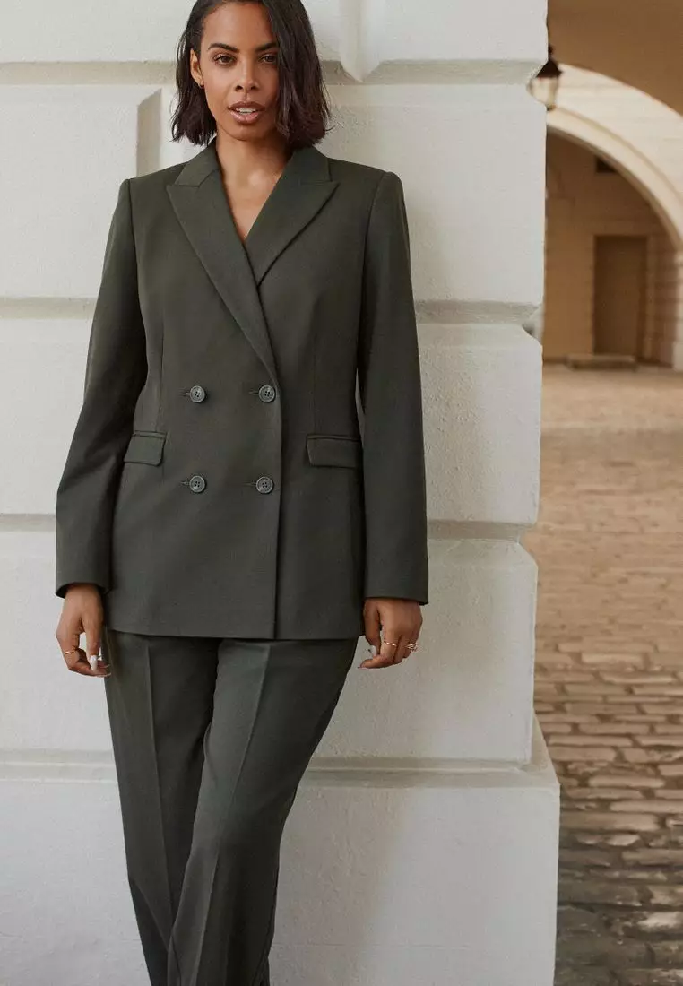 TAILORED DOUBLE-BREASTED BLAZER - Green