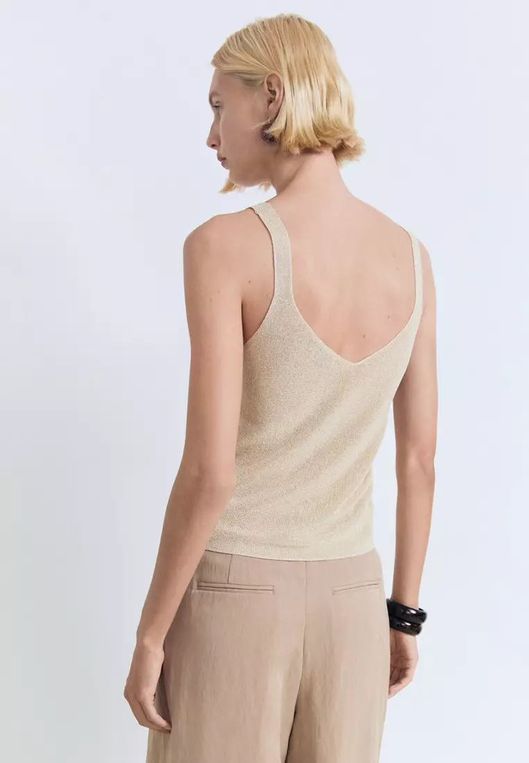 Lurex Knitted V-Neck Top