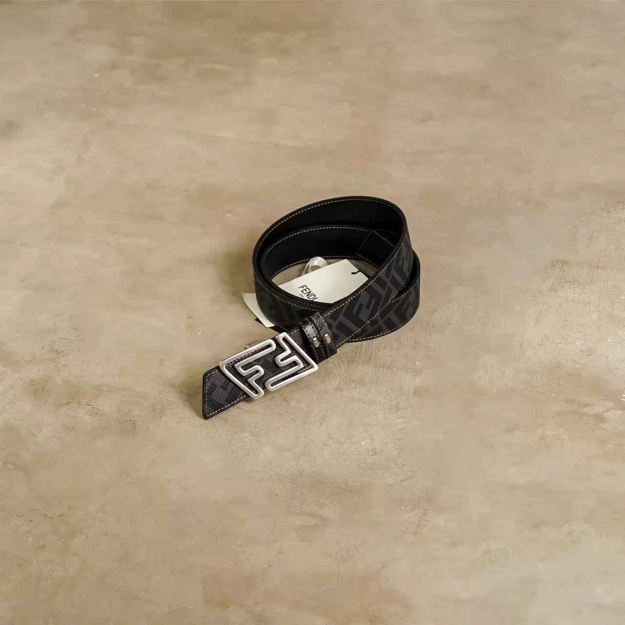 Ikat Pinggang FENDI FF SILVER MONOGRAM BLACK REVERSIBLE BELT 100% ORIGINAL