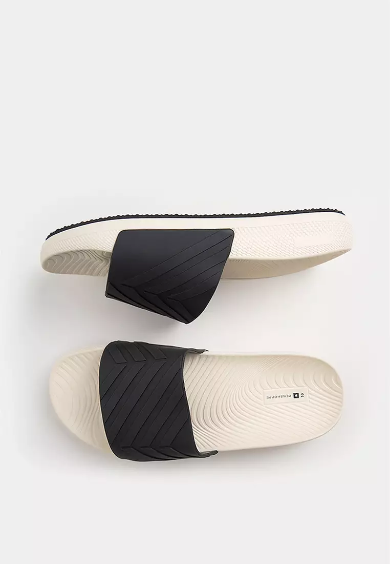 Men's Soft Footbed Slides with Embossed Pattern