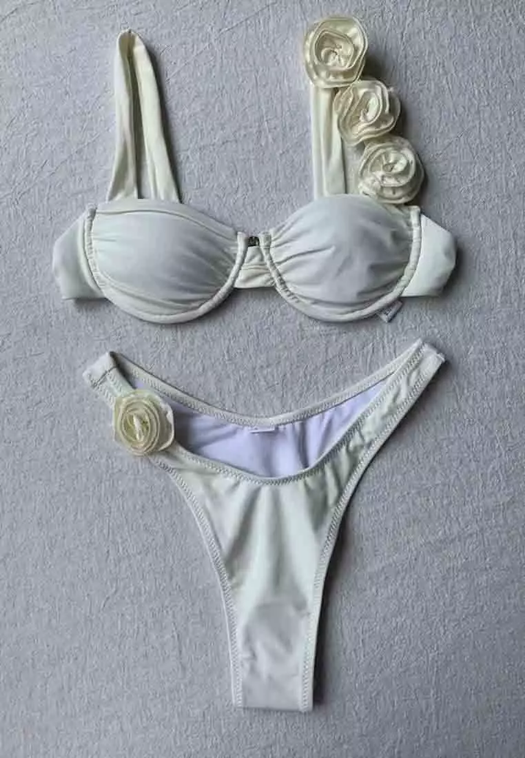 LKL25054 European Lady Bikini Swimwear  Beige