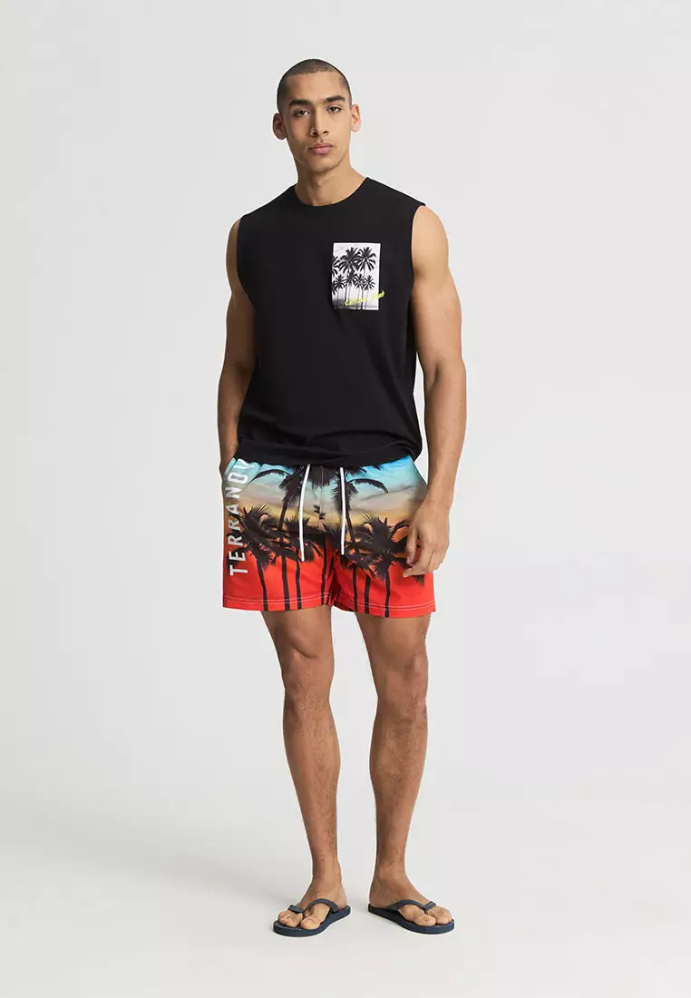 Men's Palm tree print Sleeveless Top