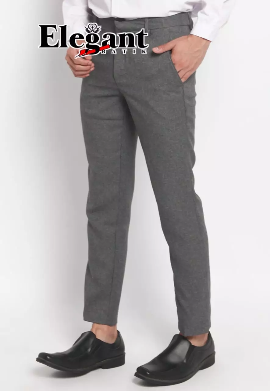 Celana Kain | Celana Kantor Panjang Pria Formal Abu-Abu