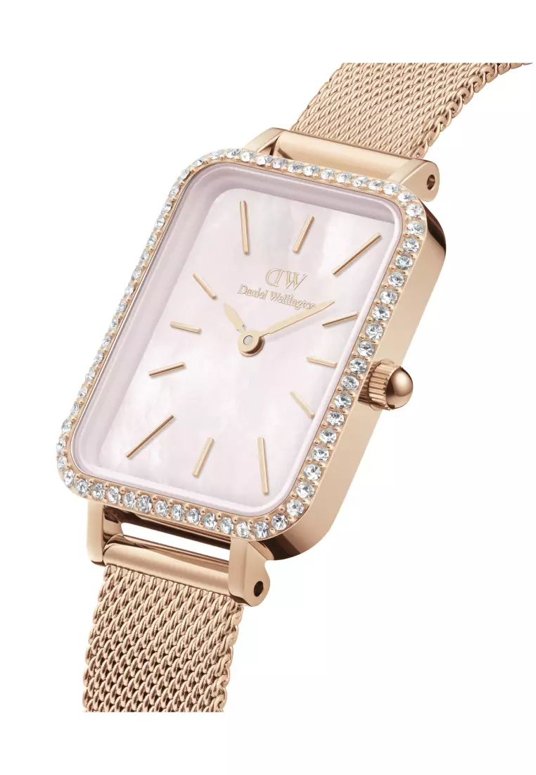Buy Daniel Wellington Quadro 20x26mm Bezel Mesh Pink MOP Rose Gold