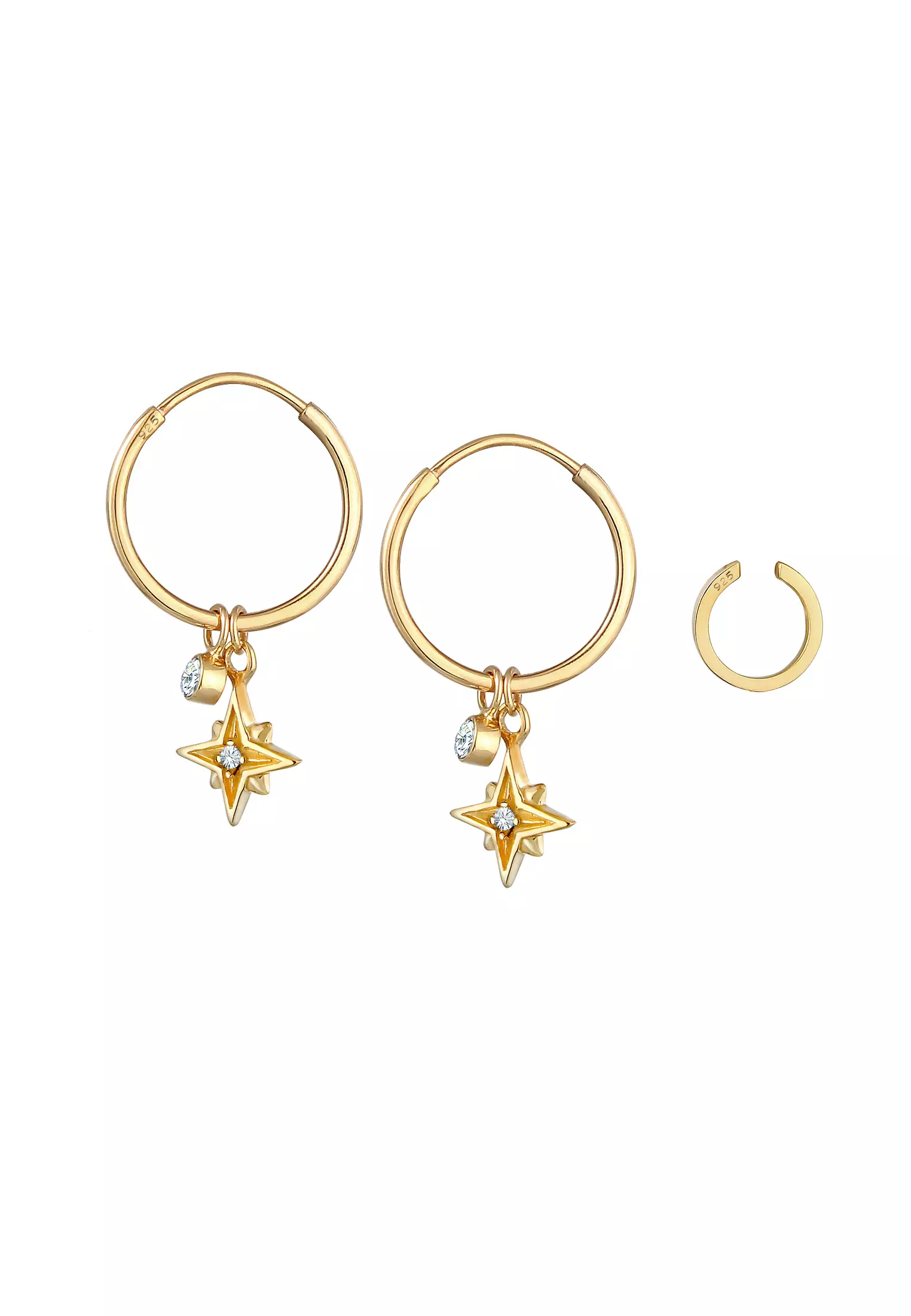 Earrings Creoles Earcuff Astro Star Gold Plated