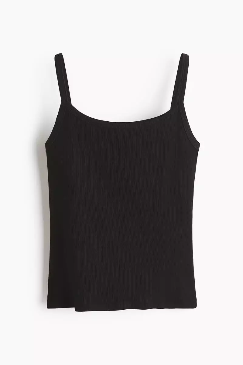 Ribbed cotton strappy top
