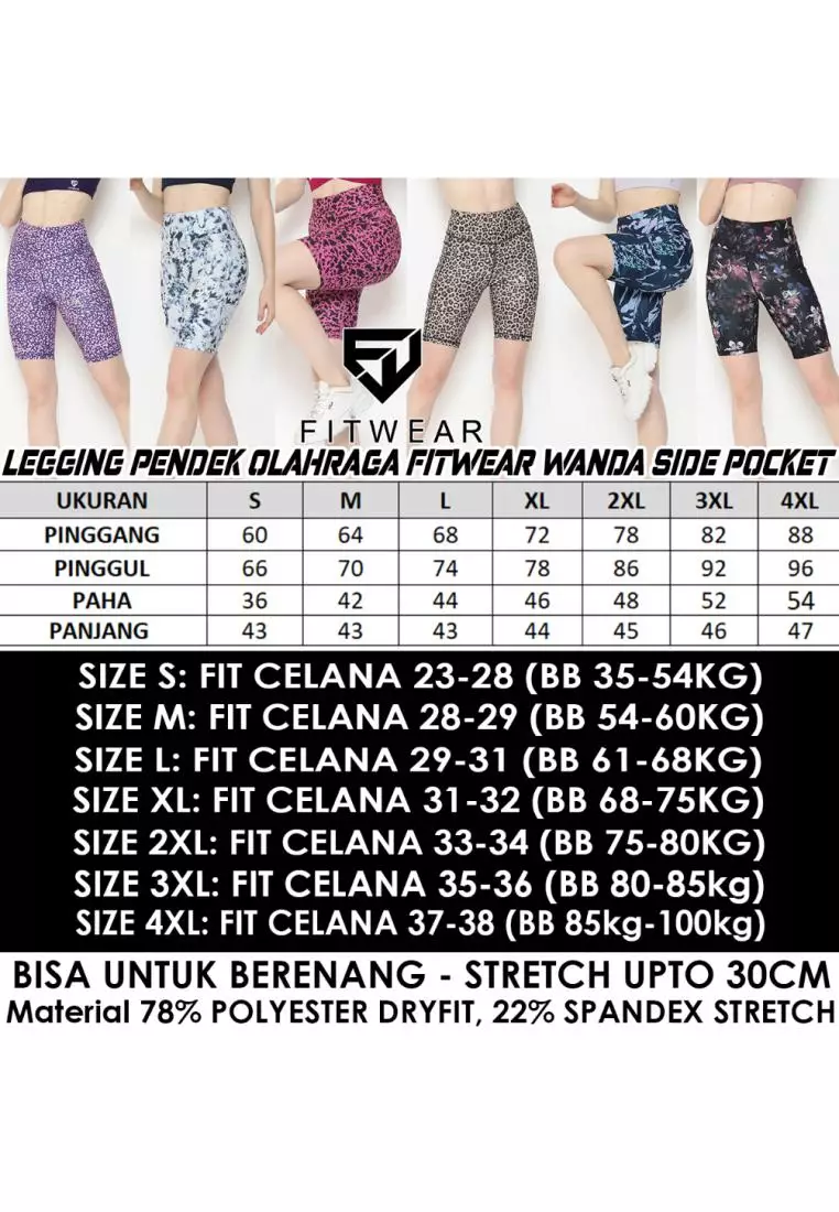Fitwear - Legging Pendek Olahraga Wanita WANDA SIDE POCKET - CHEETAH