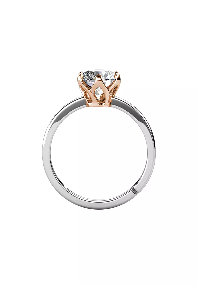 Berlian Moissanite Les Estelle Ring Rose Gold White [GRA CERTIFICATE MOISSANITE DIAMOND] - Cincin 1ct Moissanite Diamond 925 Silver Celesta by Her Jewellery