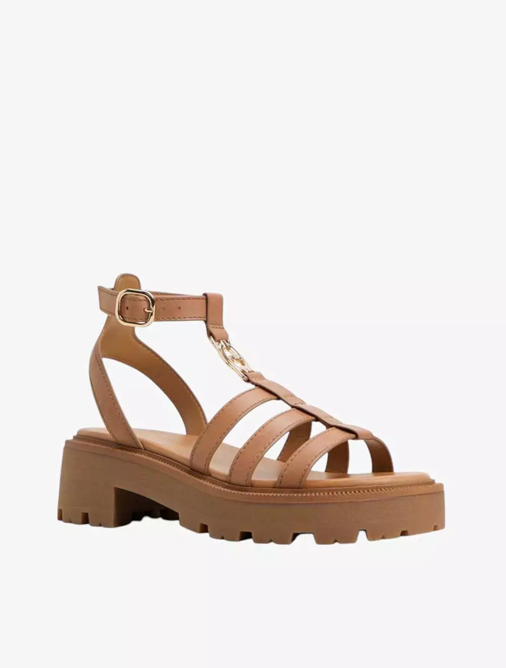 ALDO LAMINGTON HEELED SANDALS - MEDIUM BROWN