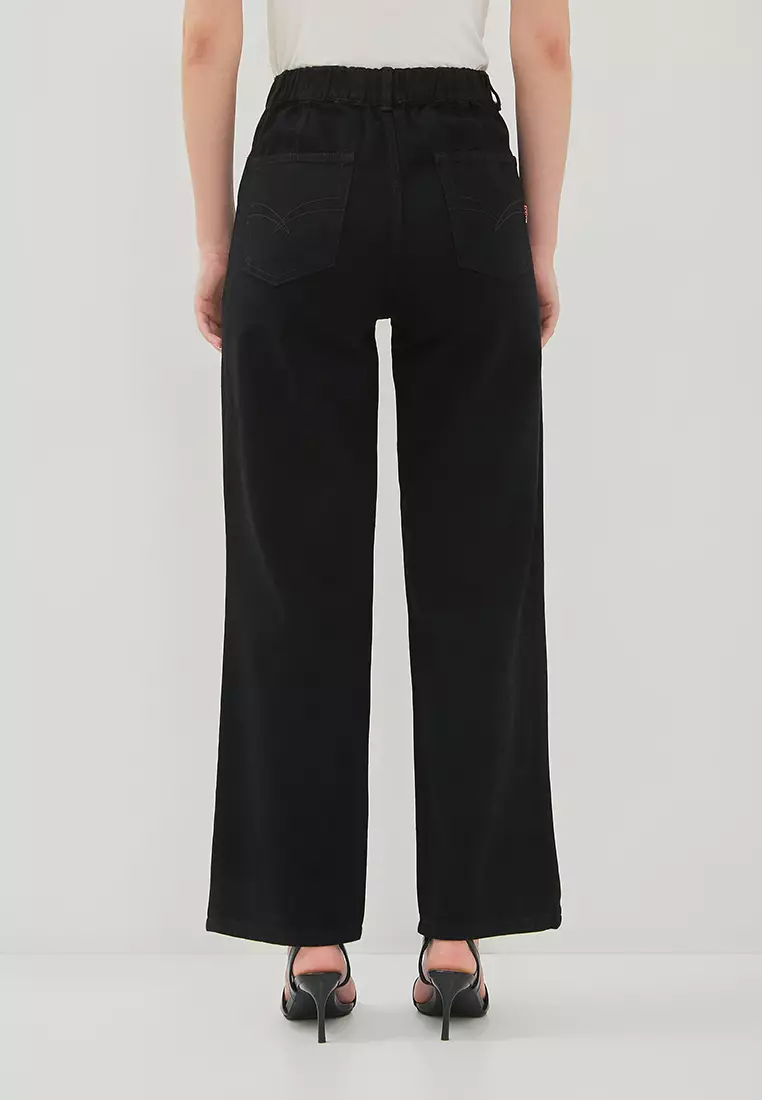 DUST Celana High Loose Jeans Ginari Hitam (D.39152)