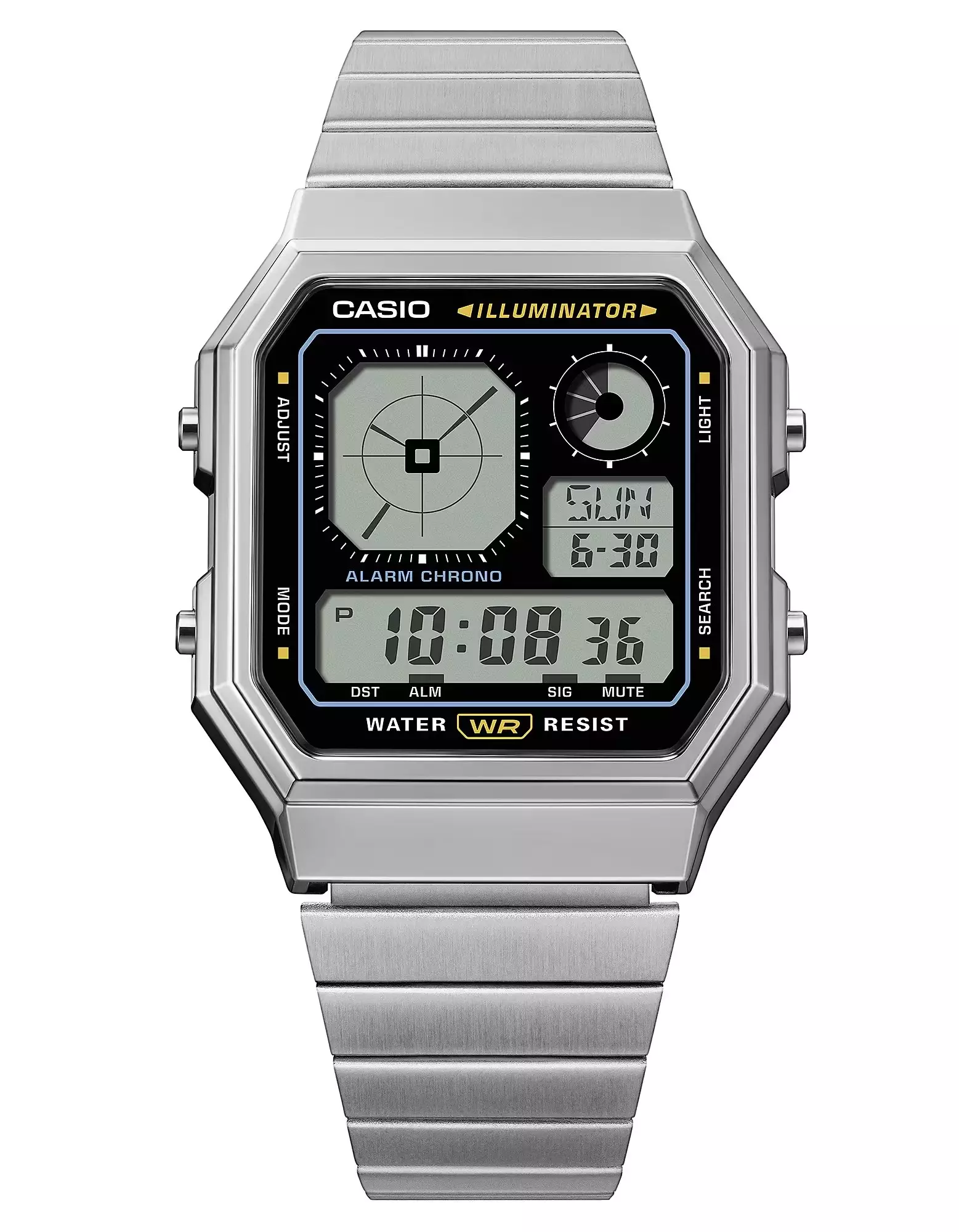 Unisex A130WE-1A Digital Resih Chrome Plated