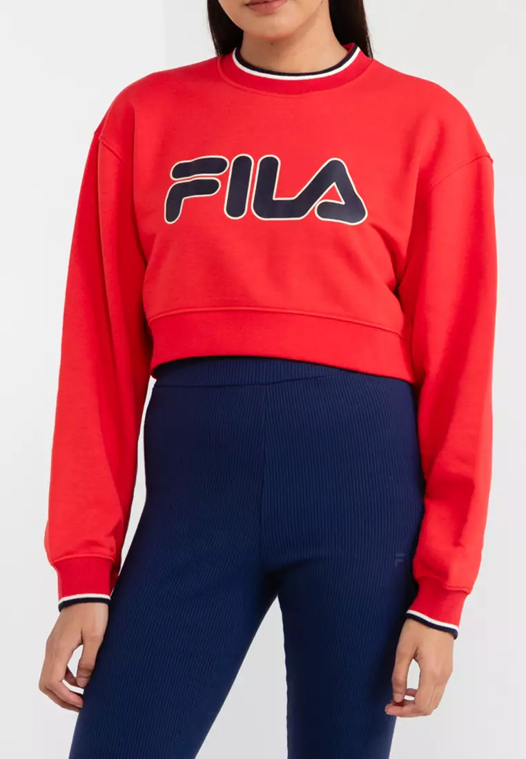 Fila piping logo crew sweatshirt cheap