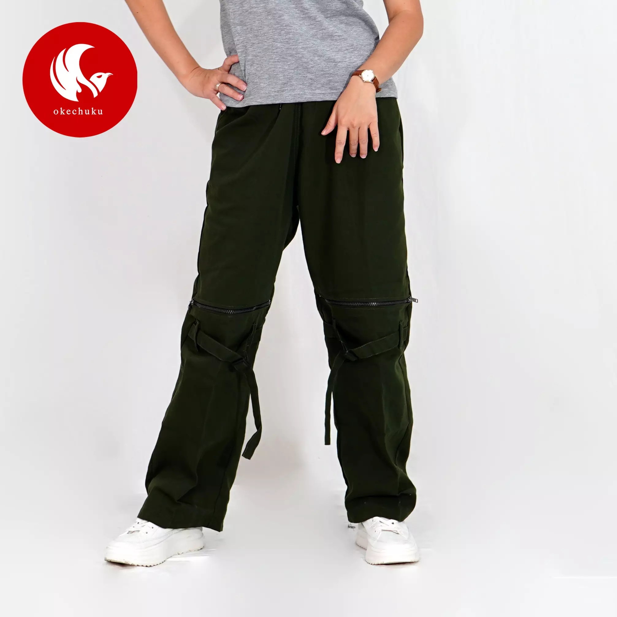 Okechuku KING Celana Panjang Cargo Pria Loose Fit Baggy Pants Streetwear Techwear