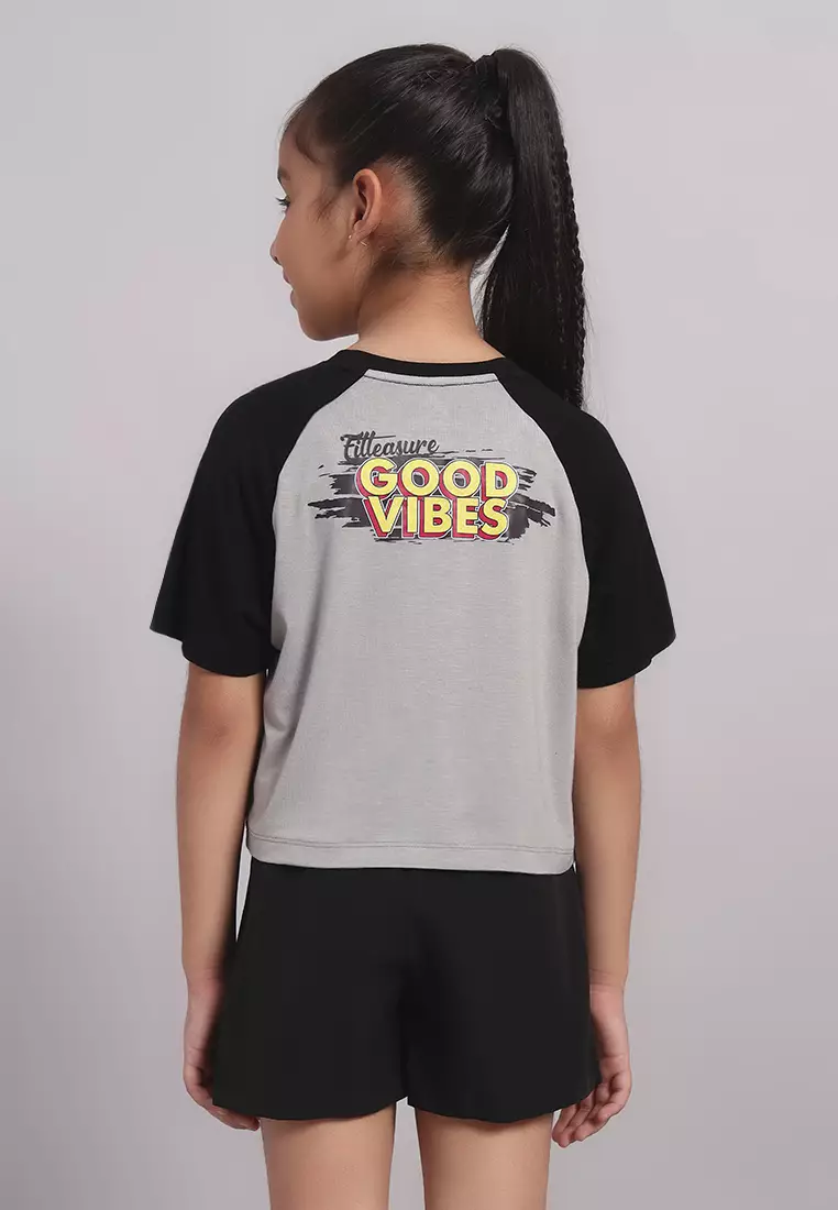 VibePop 女童竹子图案 T 恤