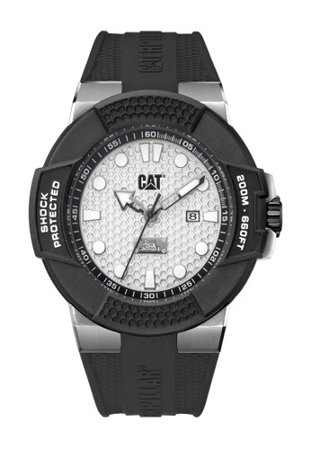 Caterpillar CAT SF.141.21.212 Chrono Men's Watches Rubber Strap - White Black Grey