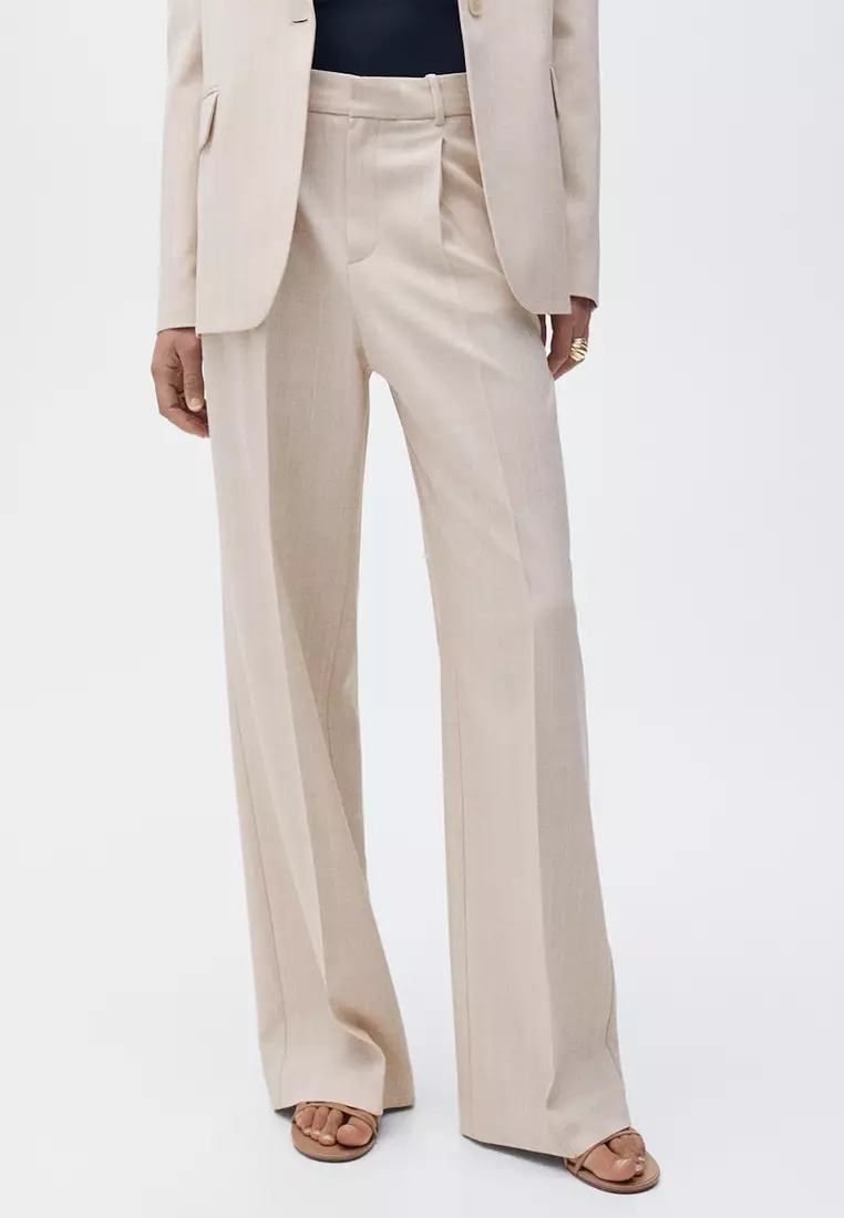Beige Striped Suit Trousers Mango Buy Mango Women Striped Suit
