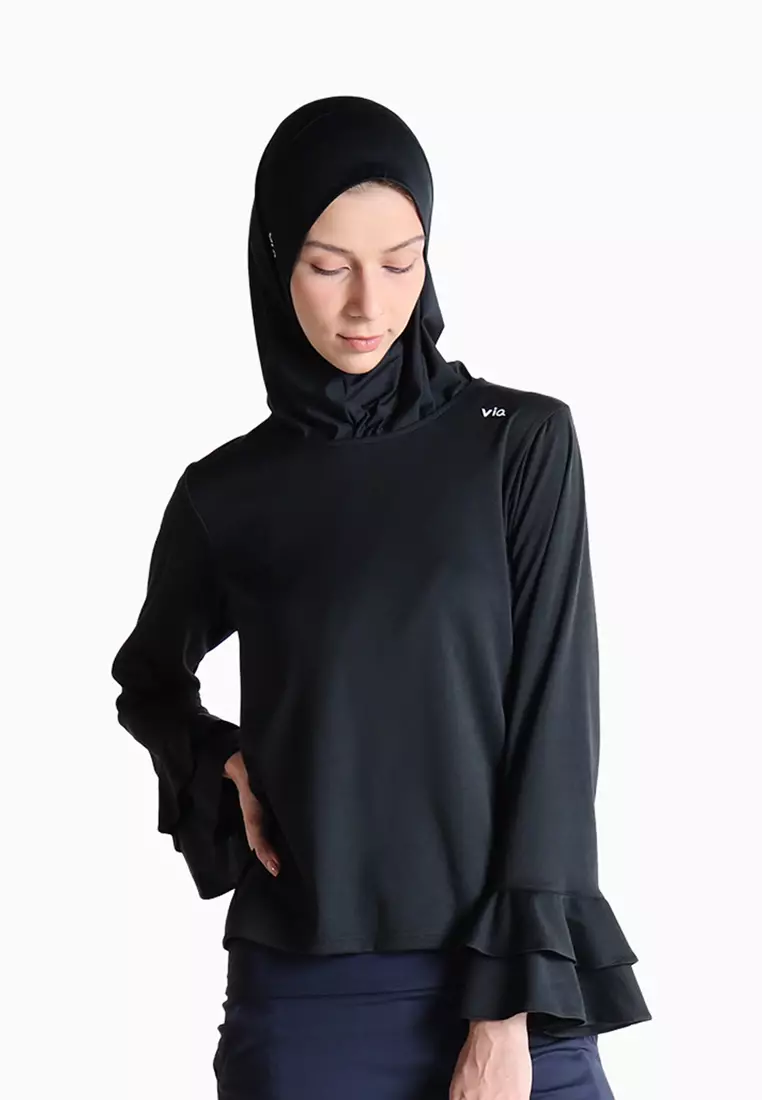 荷叶袖口长袖上衣