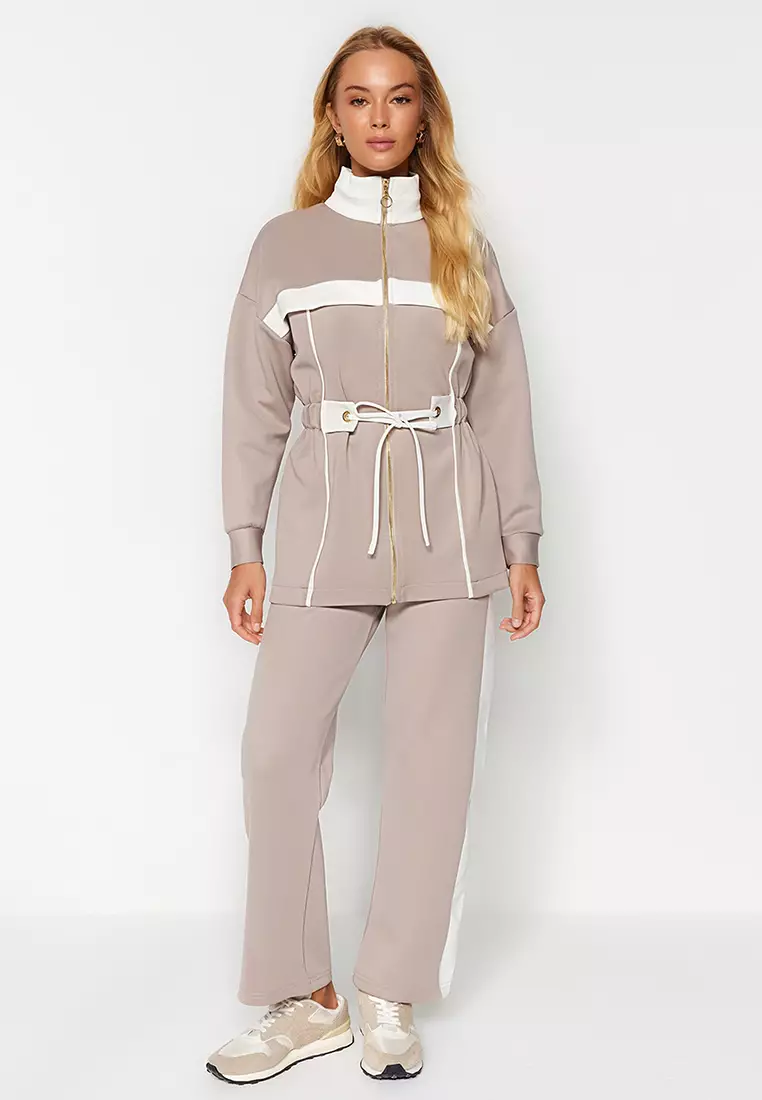 Piping Knitted Scuba Top and Bottom Set