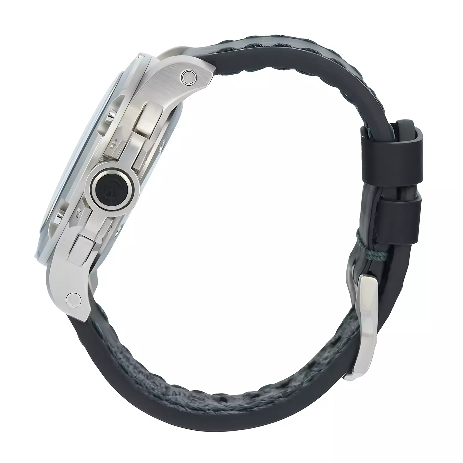 Jam Tangan Chronograph Pria - Silver Green - Black Leather Strap - 6295 MCLSSGN