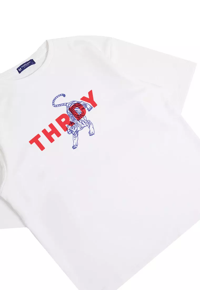 MTP93 kaos oversize baju gambar harimau tiger bahan tebal scuba thrdy tiger merah biru putih