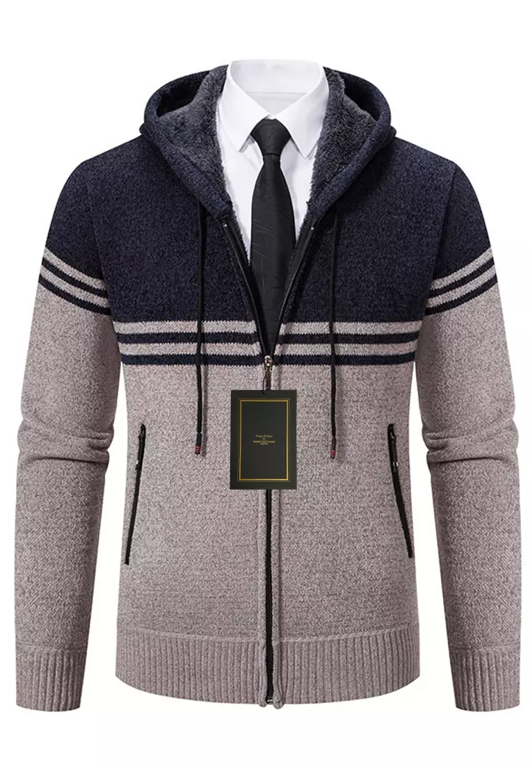 Mens knitted hooded discount jacket