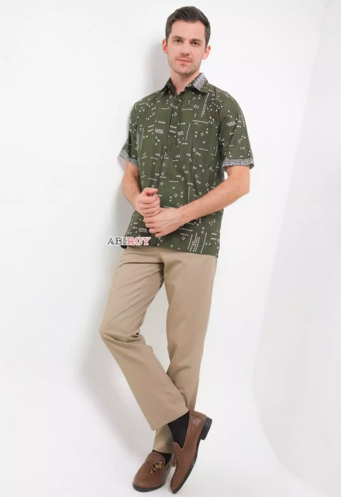Retashima Army Kemeja Batik Pria Premium Slimfit Lengan Pendek NLN