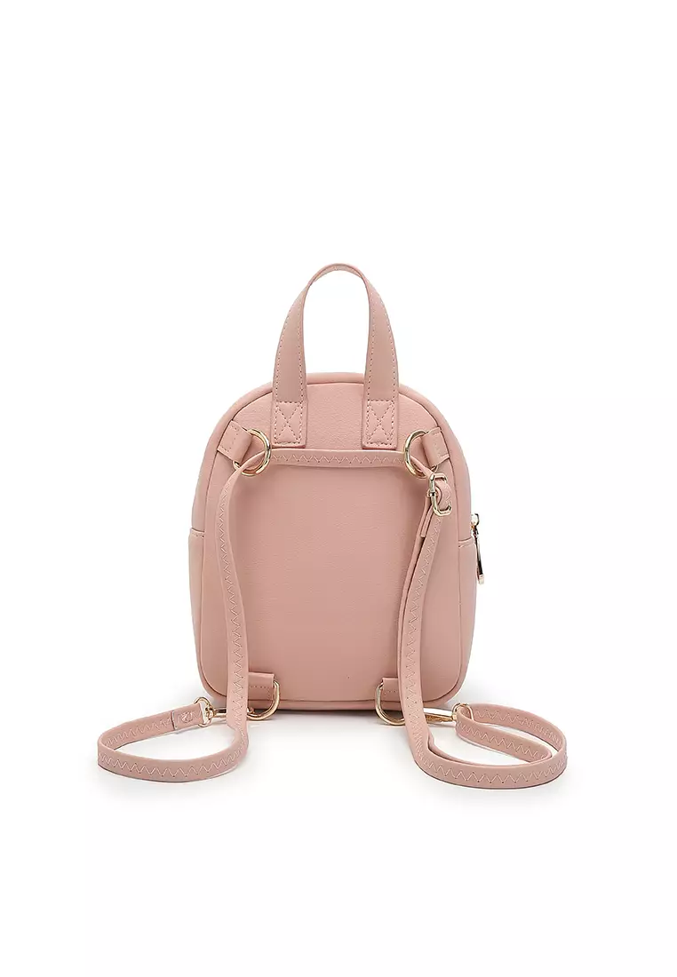 Women's 2-Way Backpack / Crossbody Bag / Sling Bag (Tas Ransel Wanita & Tas Punggung Wanita / Tas Selempang Wanita) - Merah Jambu