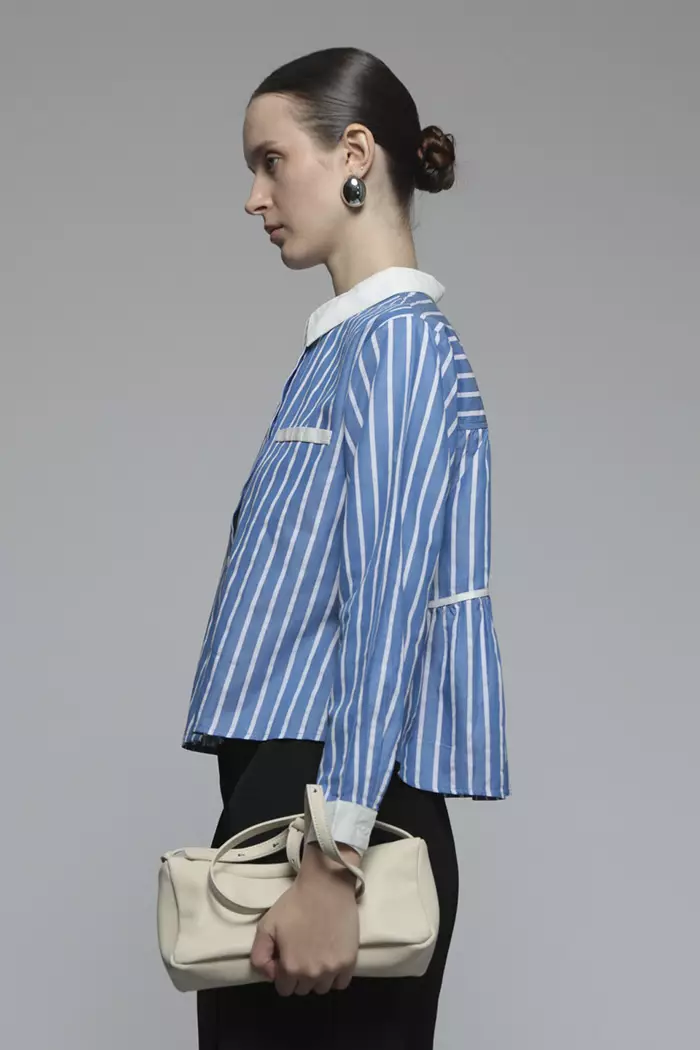 COTTONINK Studio - Atasan Kemeja Wanita Navy Striped Still #StudioEssentials