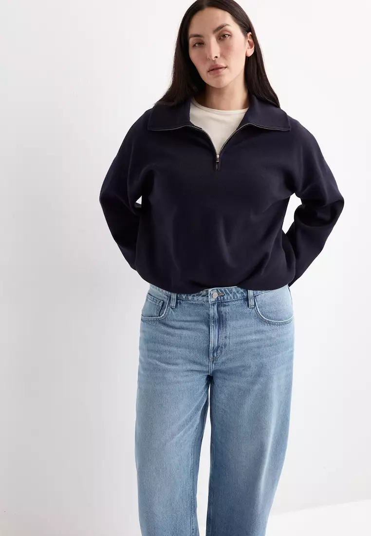 High-Waisted Barrel Jeans
