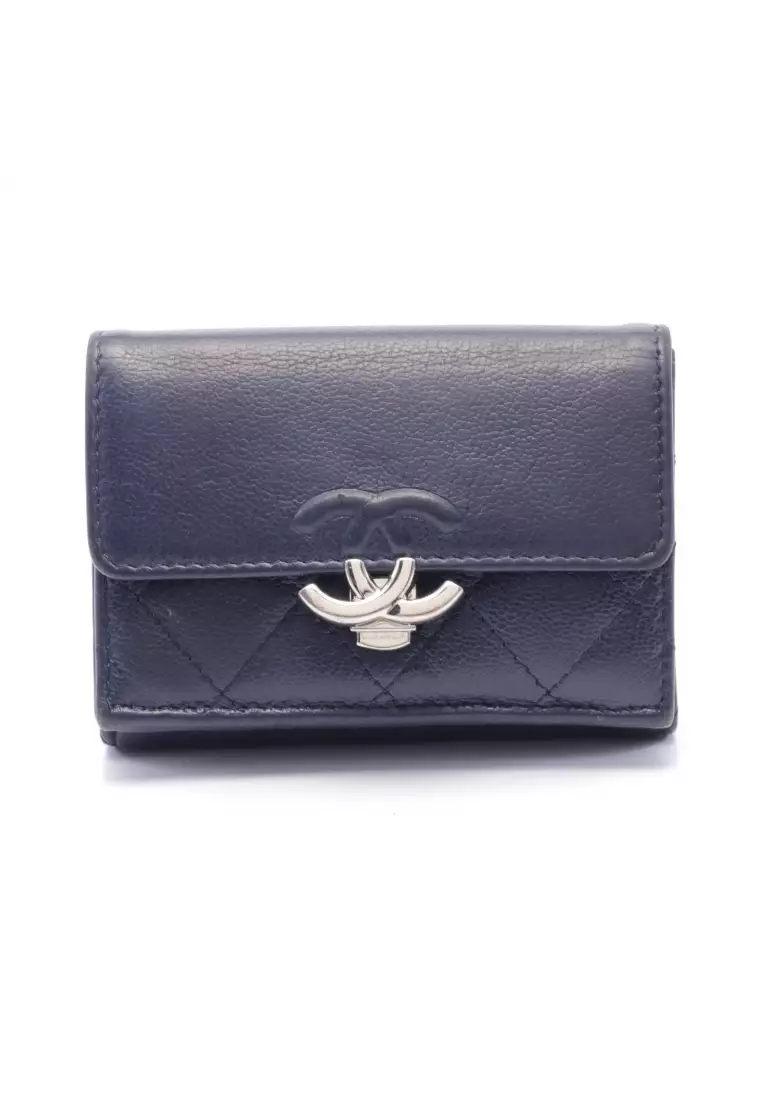 Chanel quilted trifold store wallet