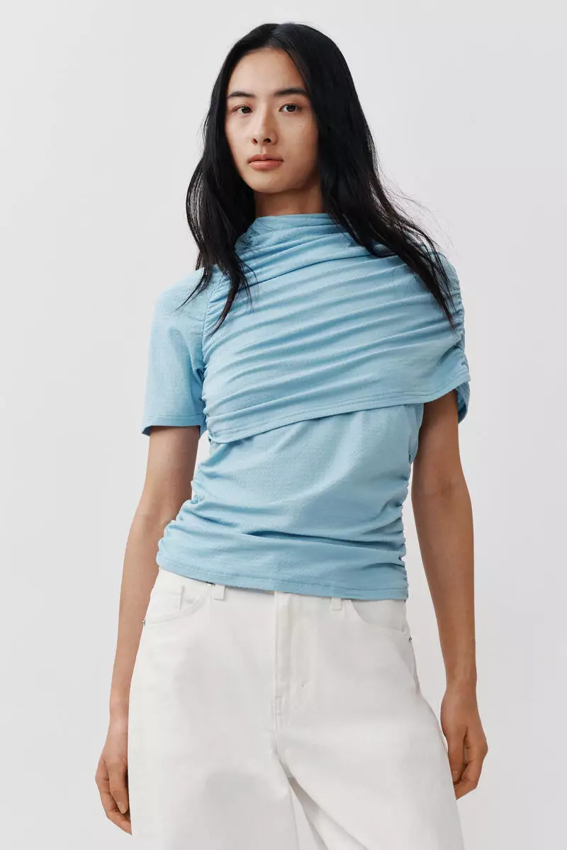 Ruched cape-detail top