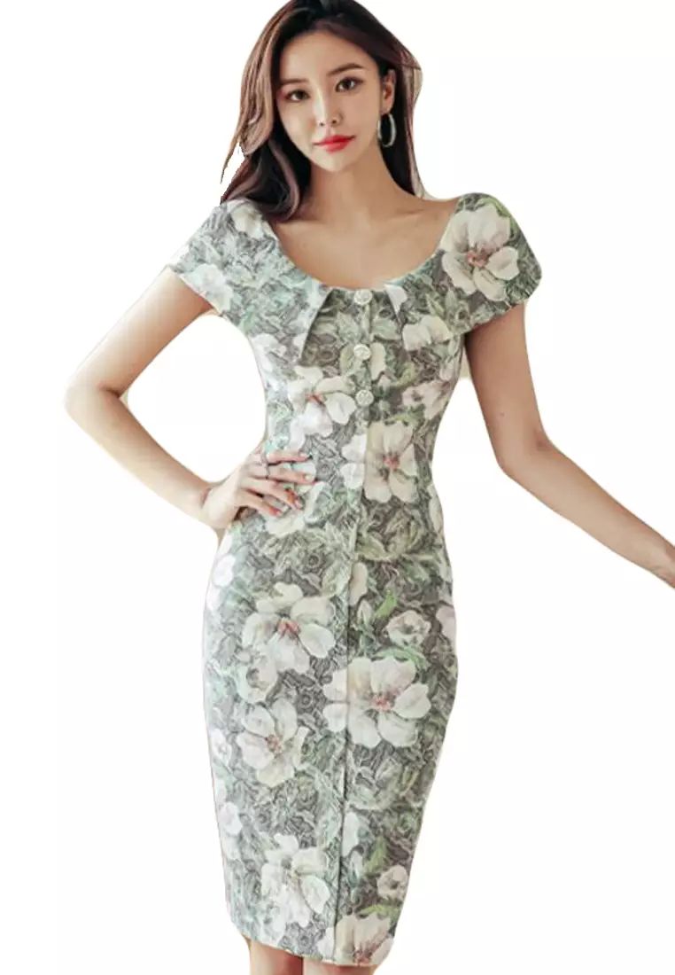Sunnydaysweety 2024 S/S French Temperament Scoop Single breasted Hip ...