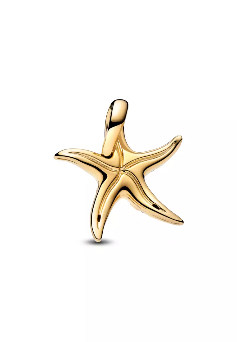 Pandora 14K Gold Plated Sparkling Blue Starfish Dangle Charm