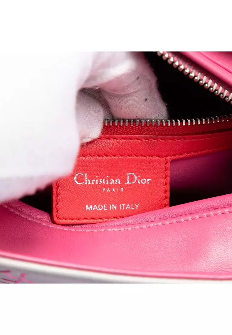 二手 Dior 中三色羊皮大藤格紋縫線 Lady Dior