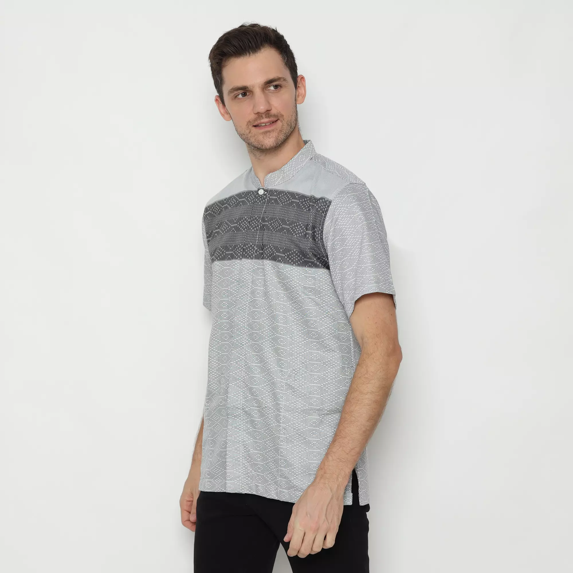 Platini Kemeja Koko Pria Lengan Pendek Katun GREY 931307