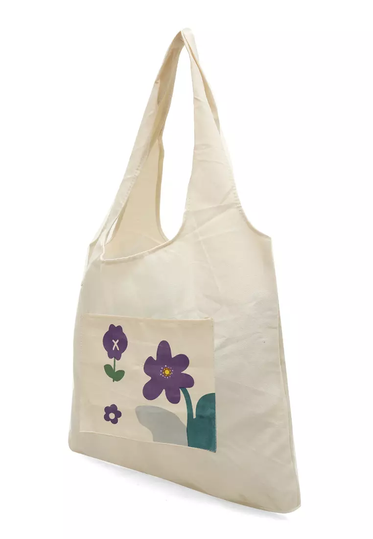 Jesika ToteBag Motif Grafik Made of High Quality Material - Bunga Ungu