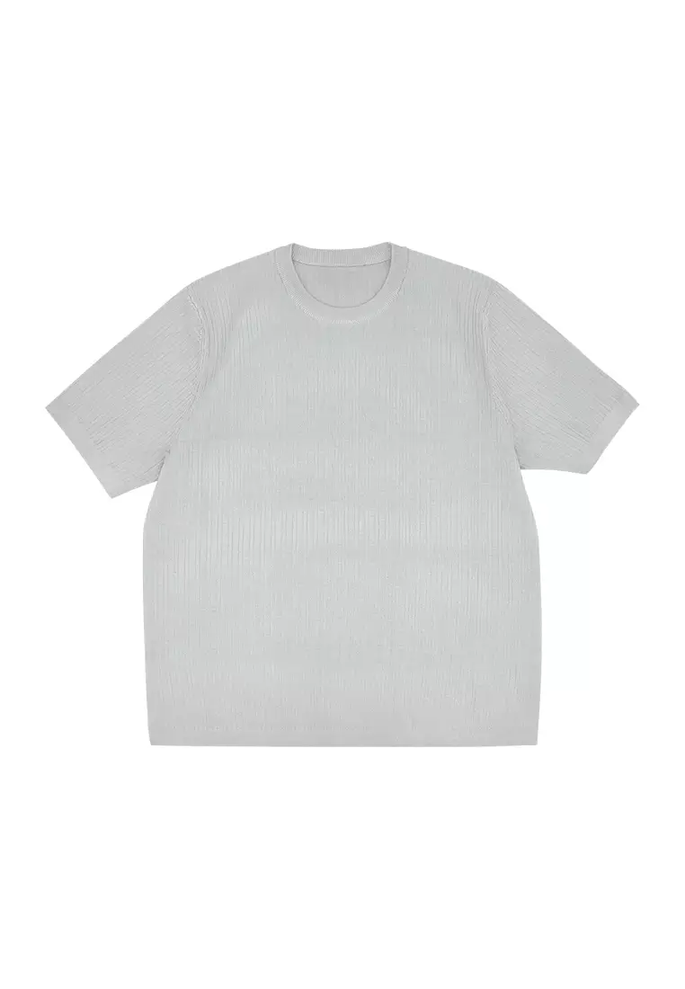 Men's Knit Shirt with Side Slit - Gray