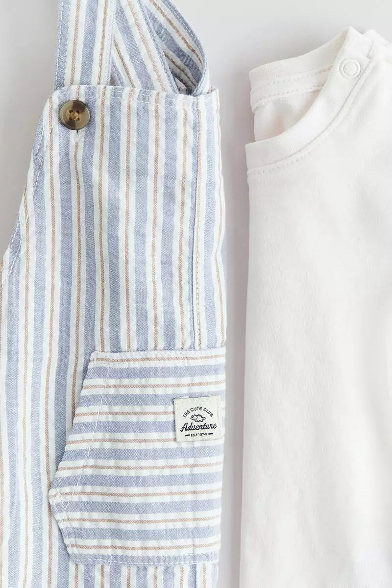 2-piece dungaree shorts and T-shirt set
