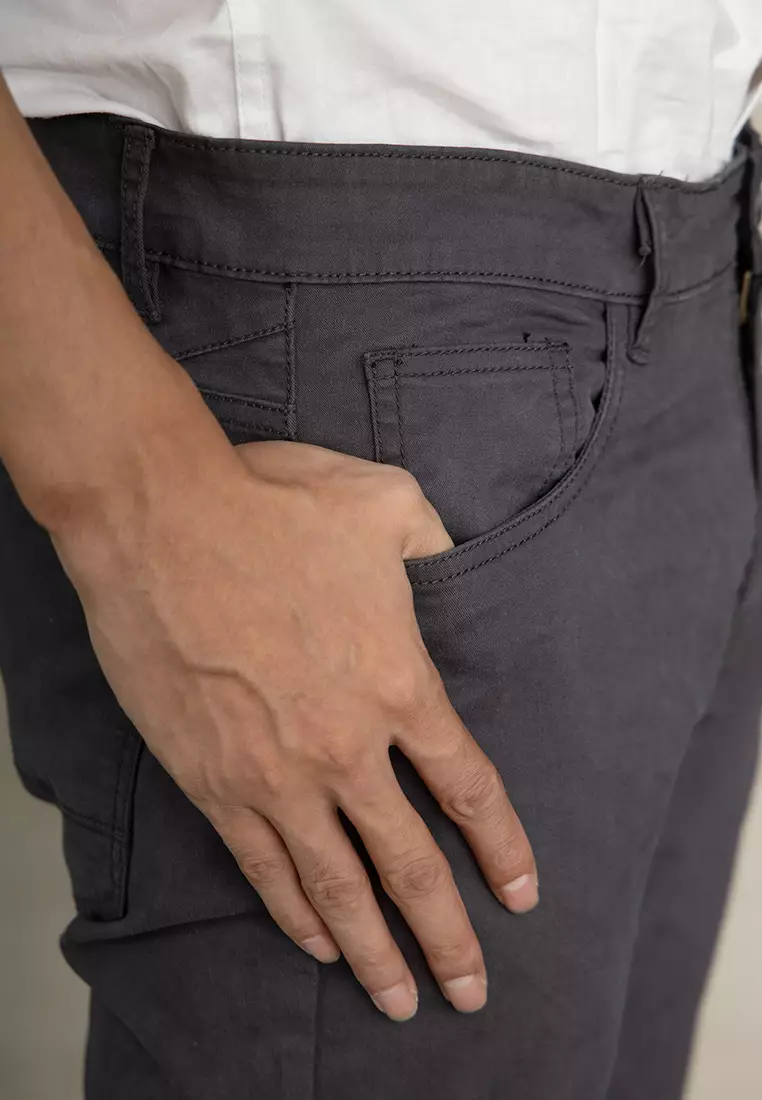 Celana Chinos SLIM FIT Cotton Stretch Charcoal OXCON